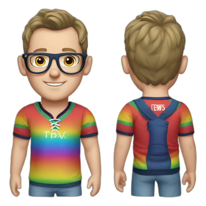 Jonathan Toews wearing glasses and rainbow clothes sticker