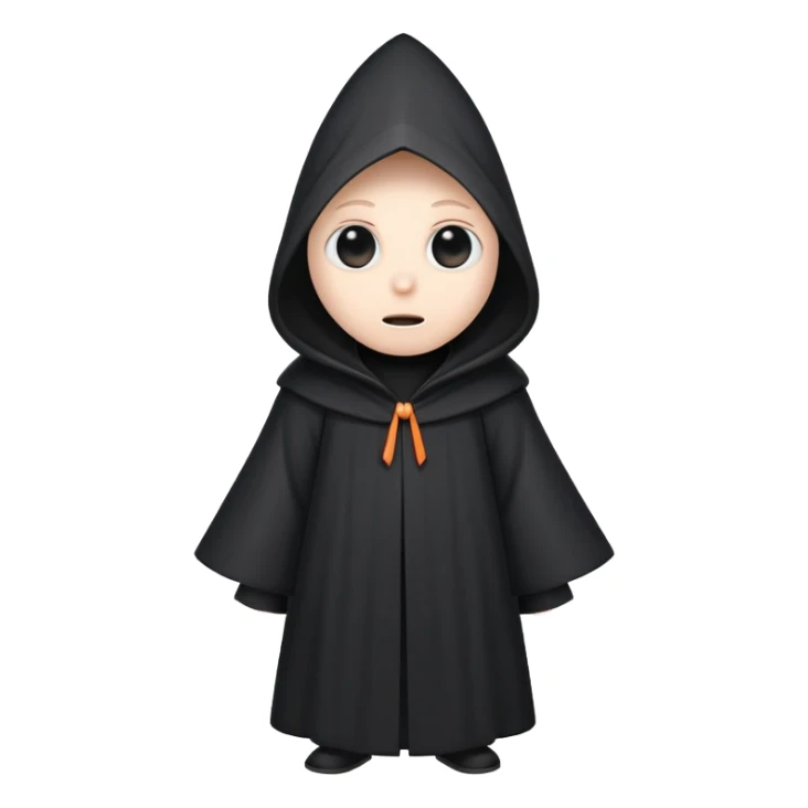 Tall black robe with cone-shaped hood covering face, two eyes slightly visible through slit.” sticker