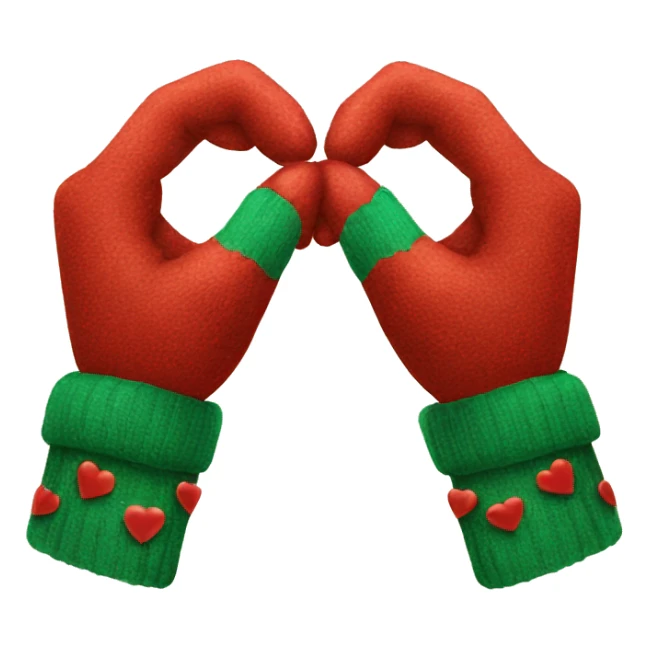 Two hands making a heart and wearing Christmas gloves sticker