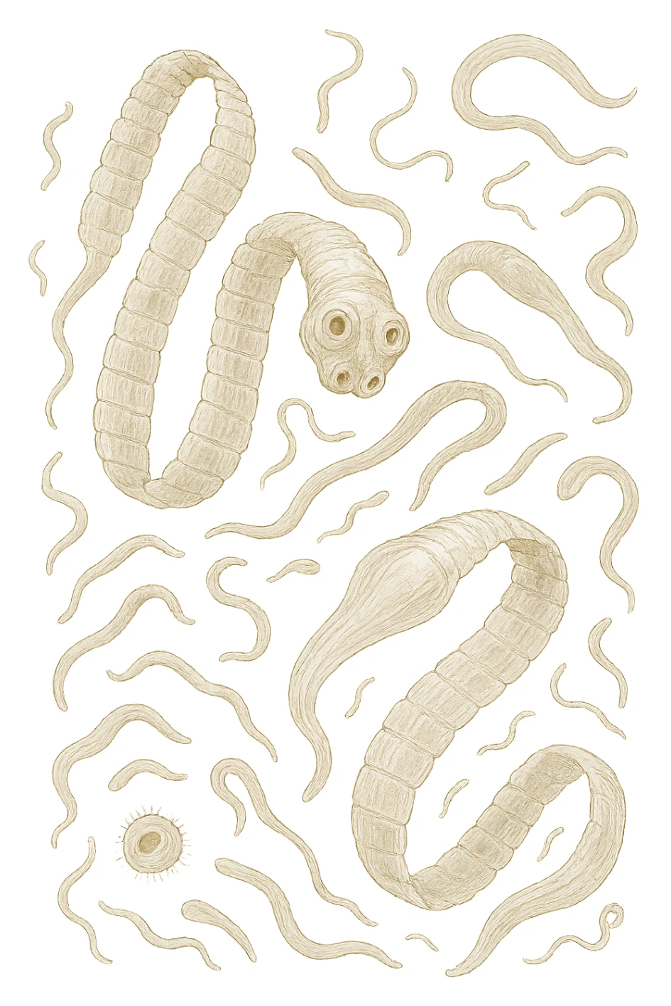 sei parassiti come la tenia fluttuano in aria sticker