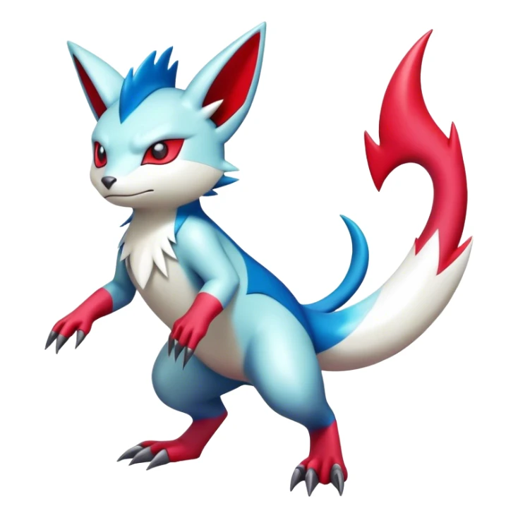 Cool Shiny Colorful Digimon-Sneasel-Zangoose-hybrid full body sticker