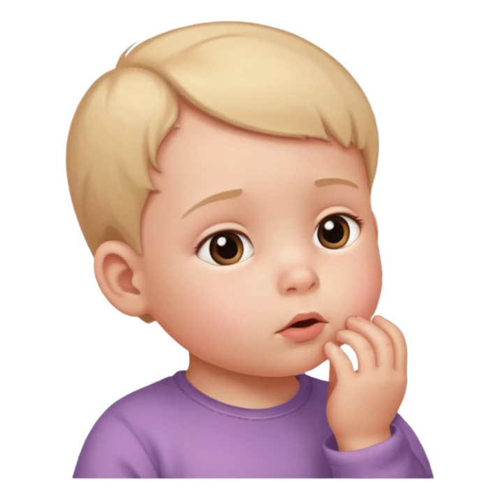a baby in profile, head upwards, thinking sticker