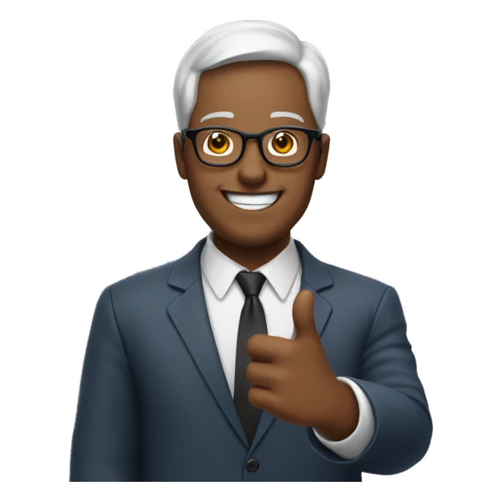 smiling man putting hands up who wearing glasses  sticker