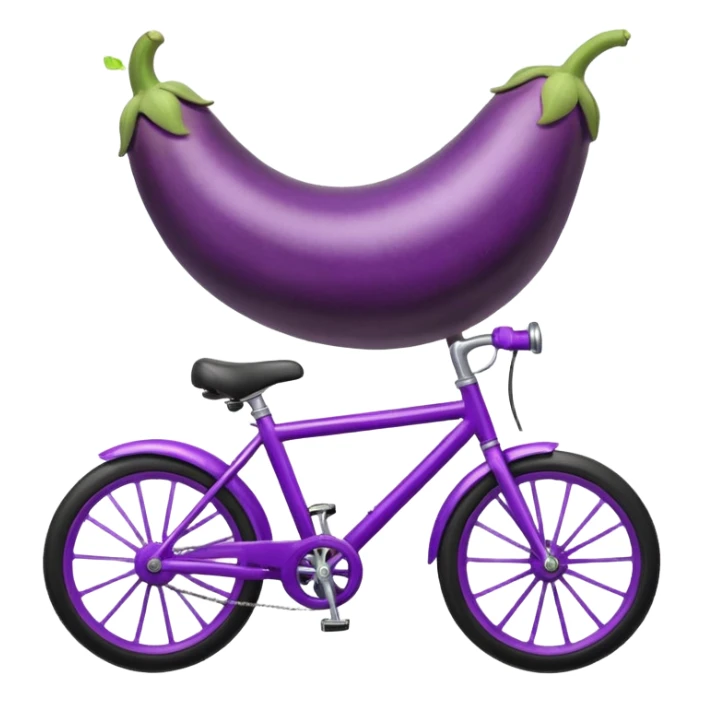 A eggplant on a bike with legs pedaling  sticker