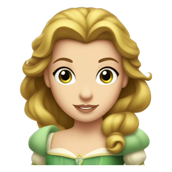 White Disney princess Belle with green eyes holding a football sticker