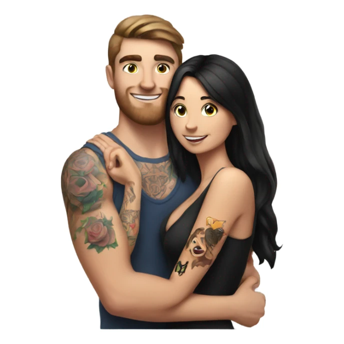 mr beast with tattoos hugging brunette girl sticker