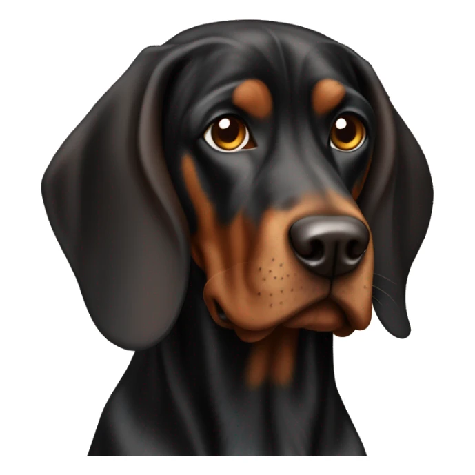 Black and brown coonhound with brown floppy ears sticker