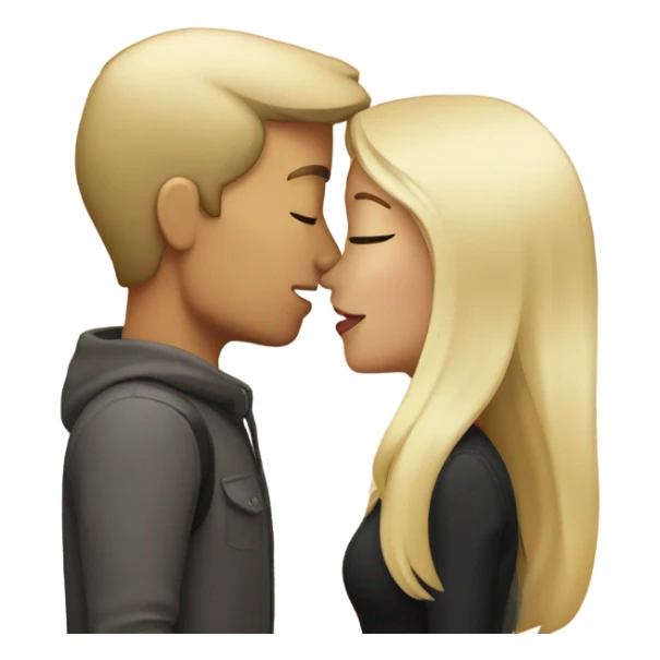 blonde girl kissing brunette man sticker