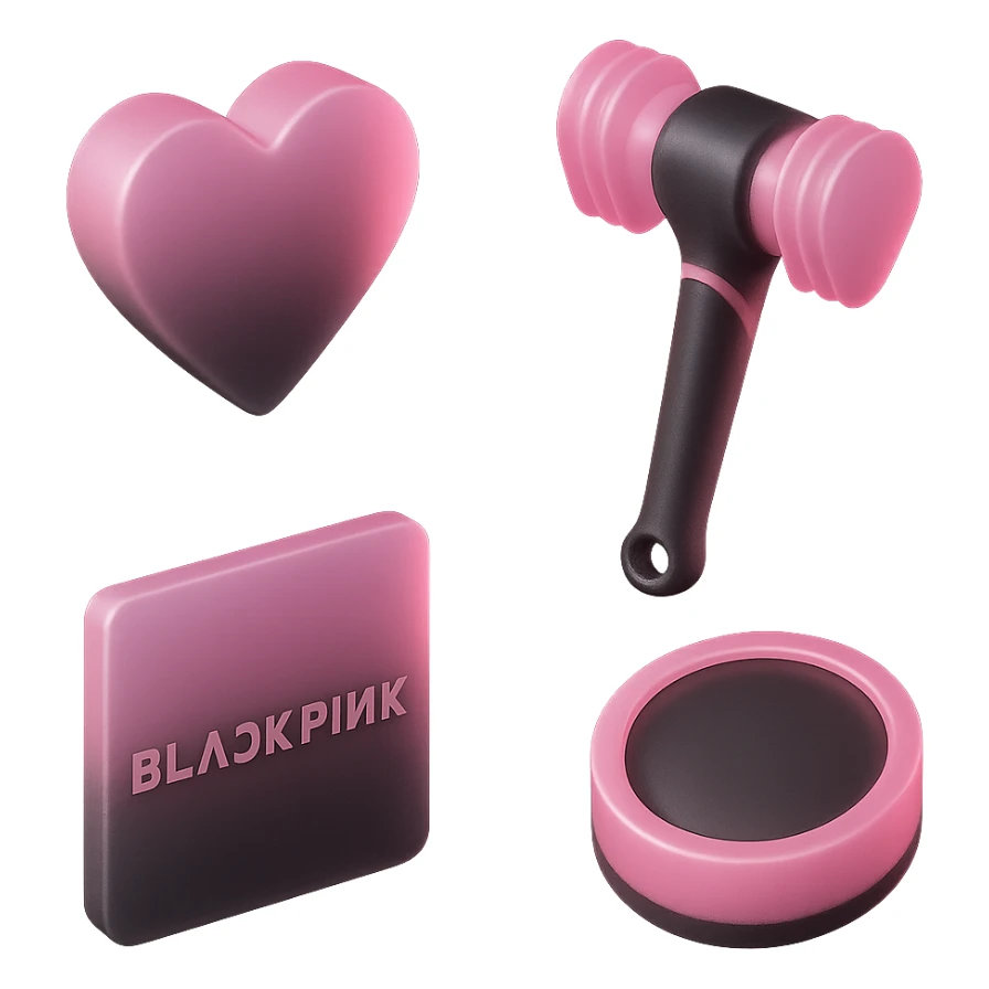 BLACKPINK-inspired object, black and pink colors, sleek and translucent effect sticker