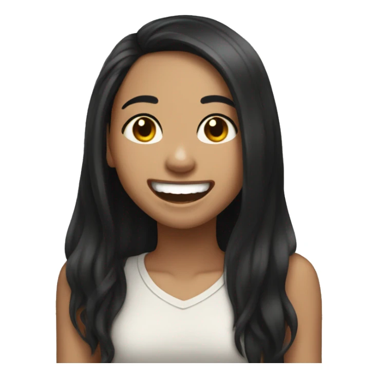 Lightskin girl with long black hair laughing hard sticker