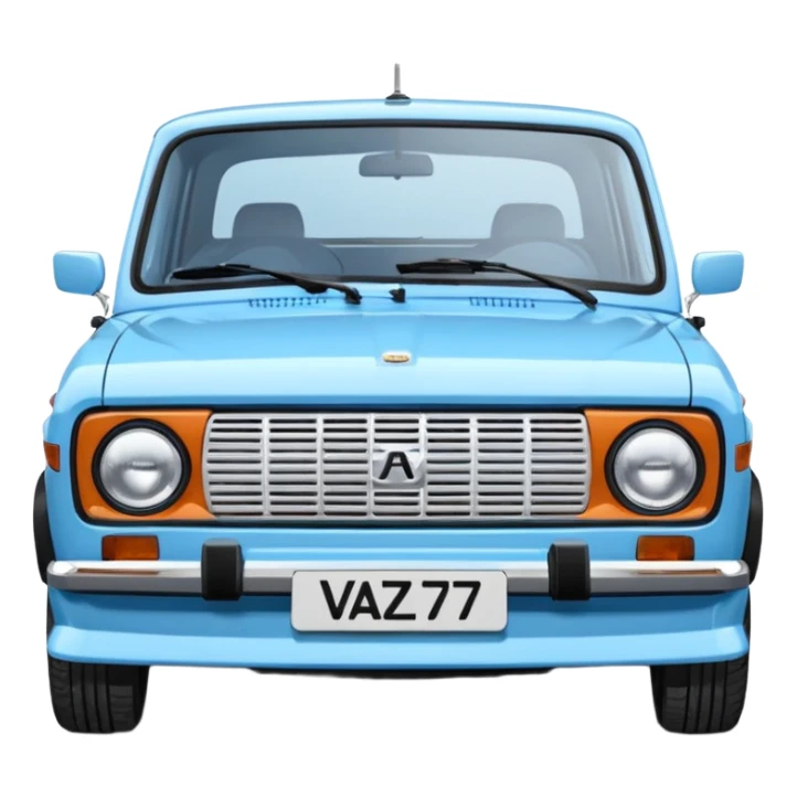 LADA car. Russian car. Model VAZ 2107. Realistic proportions. Front view. sticker