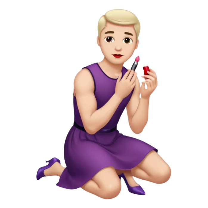 Submissive man on knees wearing female clothes sticker