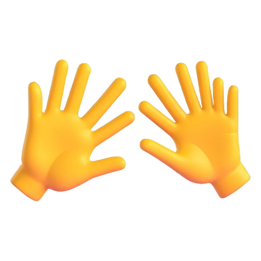 Two open hands in emoji style, tilted to the right as if pushing a swing, with motion lines behind them to show movement. Minimal background, clean cartoon style sticker