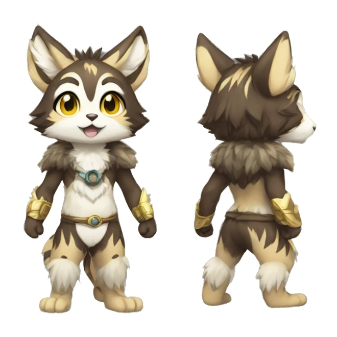 shiny, patterns, Kemono-style, Chibi, Anthro-Fur-Sona-Fakémon, Full Body sticker