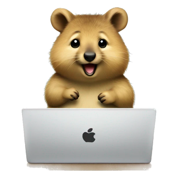 cute busy quokka with a labtop sticker