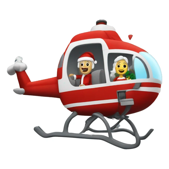 Santa and Mrs claus in a helicopter sticker