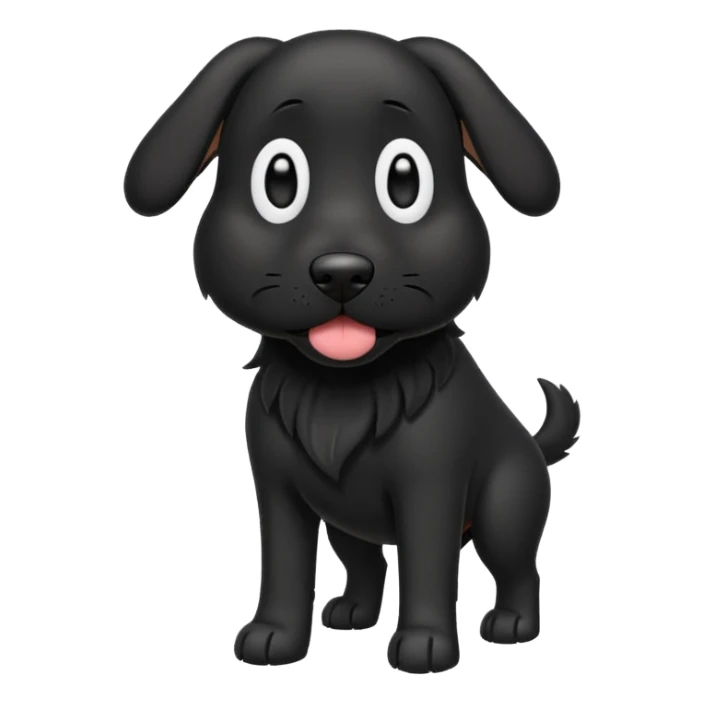Please give me an all black dog with droopy ears as a walking dog emoji sticker
