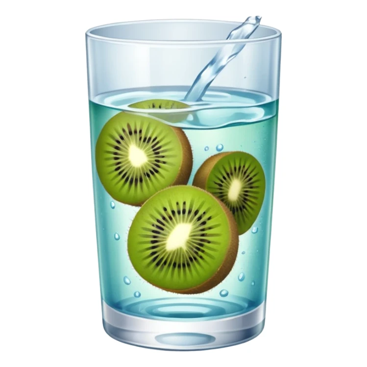 glass of water with kiwi slices sticker