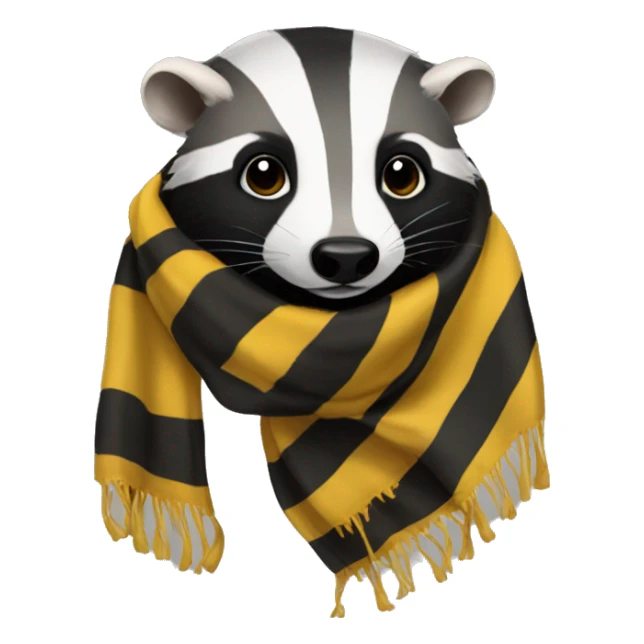 badger head with a striped hufflepuff hogwarts winter scarf sticker
