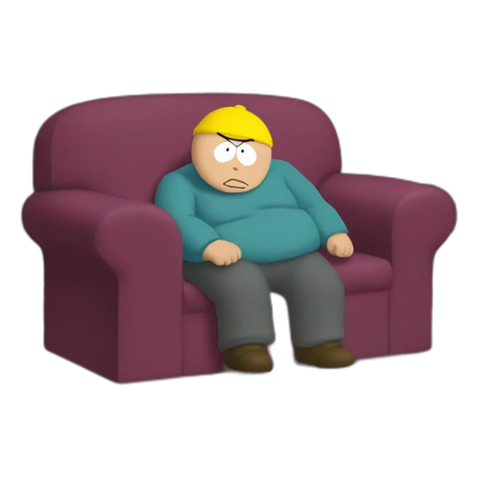 Cartman assis de profil diagonal gauche dans le canapé des Simpsons sticker