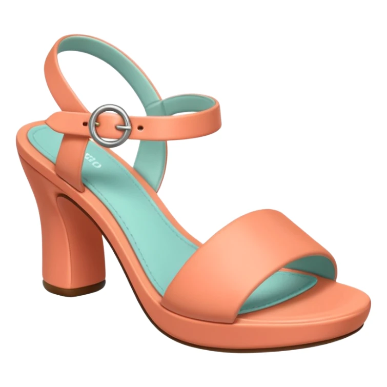 A 3D cartoon Peach coral open-toe sandal with ankle straps and smooth curved sole, isolated plain background, Memoji-style rendering. sticker