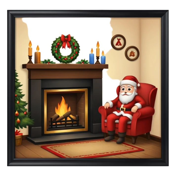 Interior early American Christmas scene sticker