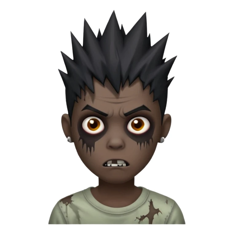 Boy, zombie, black spiky hair, medium long, emo, Freeform taper fade, dark, spooky, creepy expression sticker