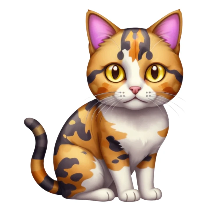 full body anxious looking colourful light patched calico tabby cat with hazel eyes sticker