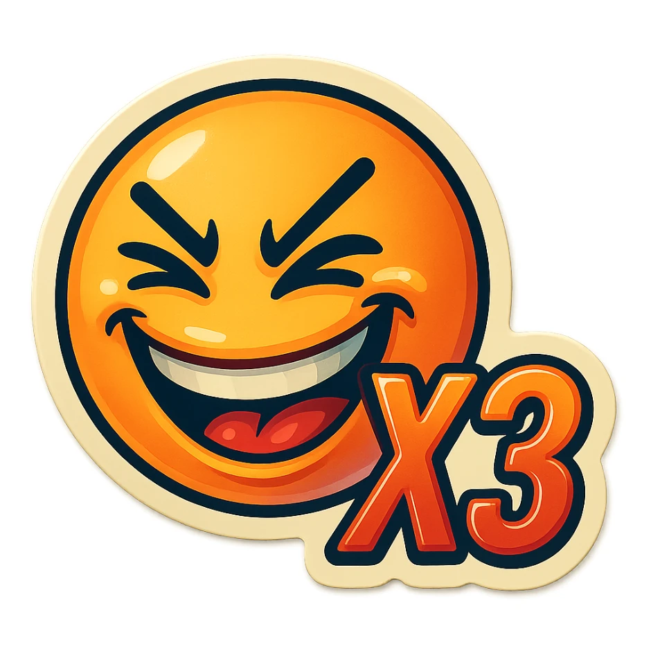 grin EVIL LOOk , Make it say "X3"" sticker