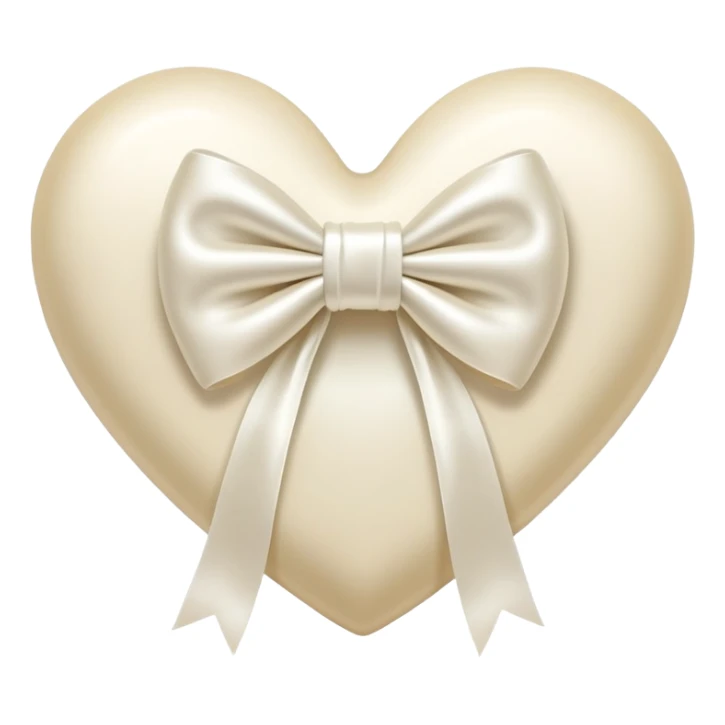 white heart with cream bow sticker