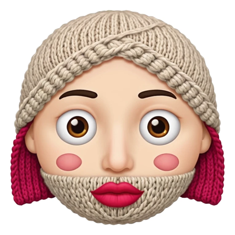 face with nose, eyes, lips etc. look like knitted sticker