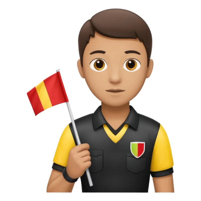 A young referee holding a flag, focused on the match. sticker