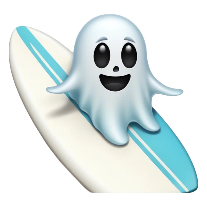Ghost emoji on a surfboard  sticker