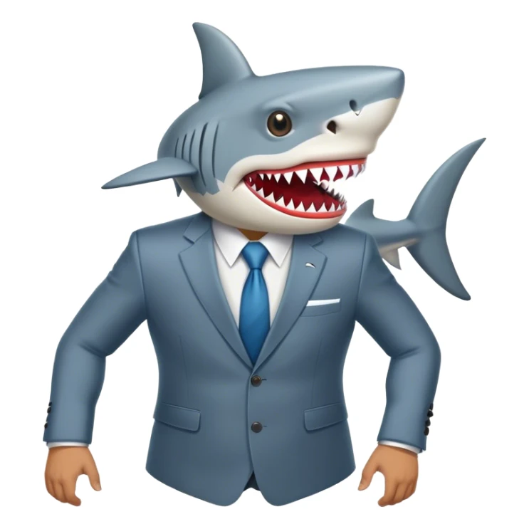 businessman with a shark head wearing costume sticker