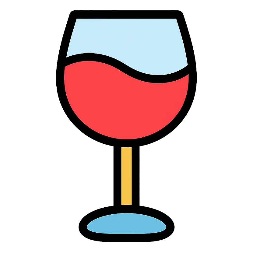 wine glass icon with color outline sticker