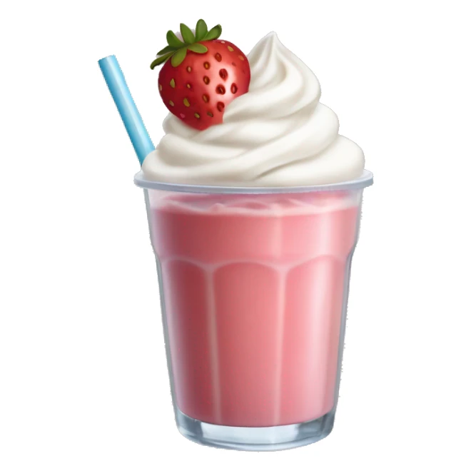 strawberry smoothie, transparent straw, add whip cream  sticker