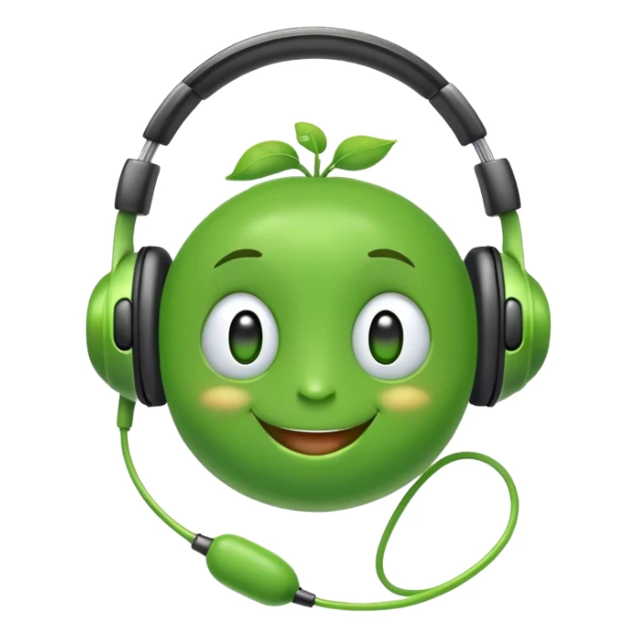 happy green pea with big headphones sticker