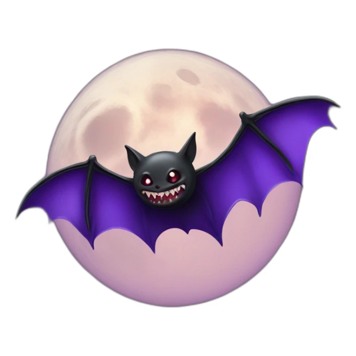 realistic full moon dripping purple behind with vampire bat wings flying in front sticker