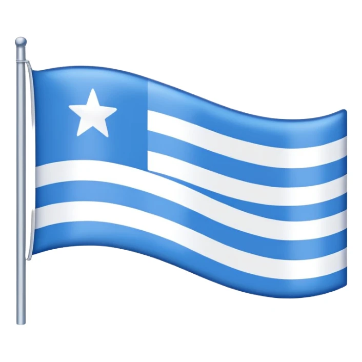 emoji Flag with 3 simple  horizontal lines: white, blue, white, equal one to another sticker