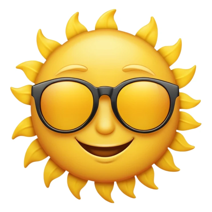 bright yellow sun with cool sunglasses and a cute smiling face sticker