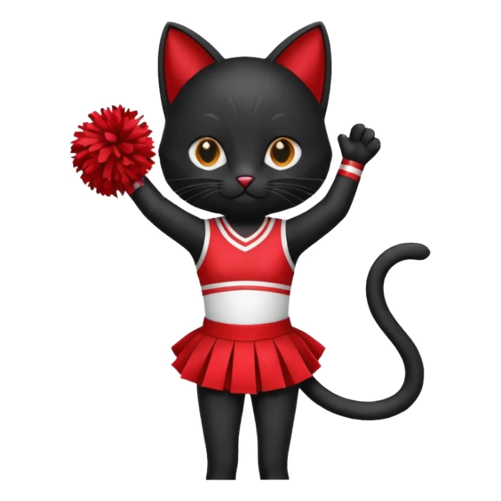 cheerleading black cat with pom pom sticker