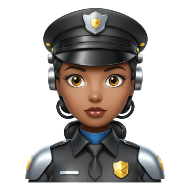 black half robot cop woman sticker