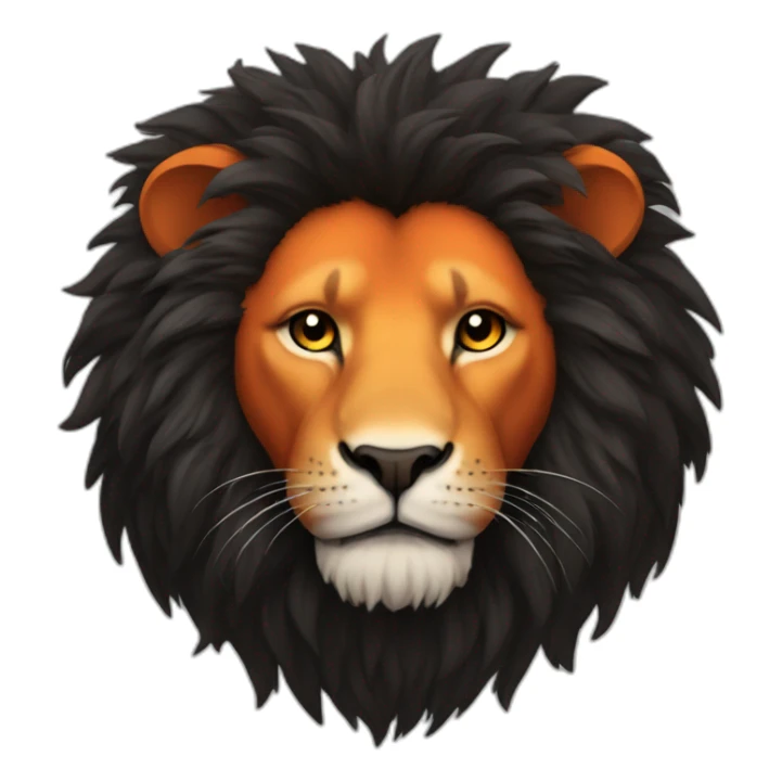 orange and black fluffy lion with horns sticker