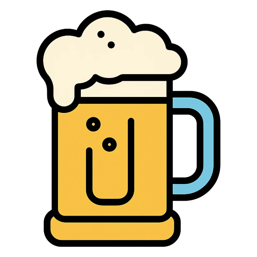 beer mug icon with color outline sticker