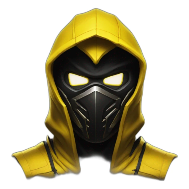 Mortal Kombat scorpion, yellow mask and black hood sticker