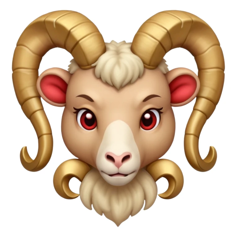 An Aries ram with an angry face and hearts around it sticker