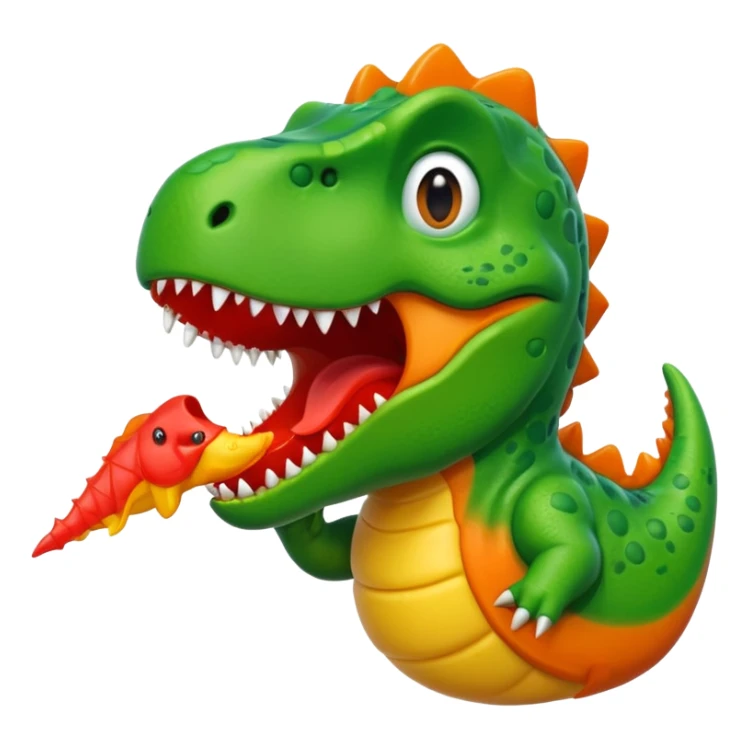 Dinosaur eating a Swedish fish sticker