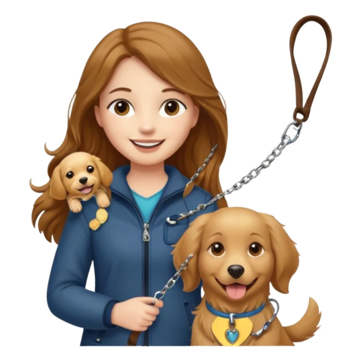 Girl holding dog in leash sticker
