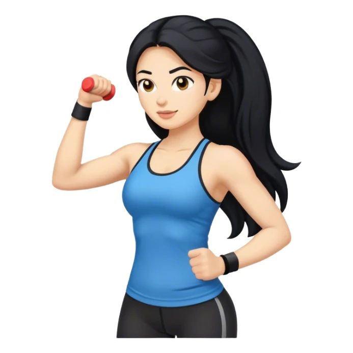 workout long black hair women sticker