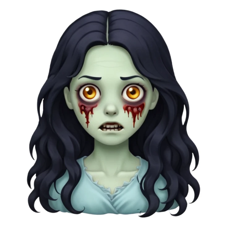 zombie girl with long wavy black hair sticker